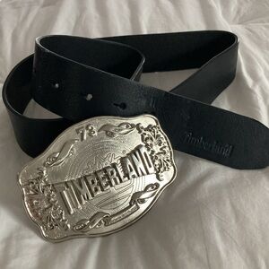 🆕 ”Timberland” LIMITED EDITION Italian Leather BELT W/ OVERSIZED Silver Buckle!